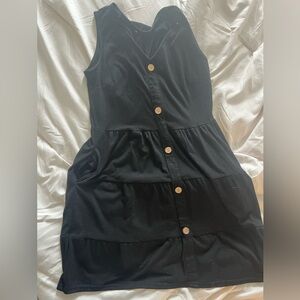Black Button-Front Tiered Women's Dress